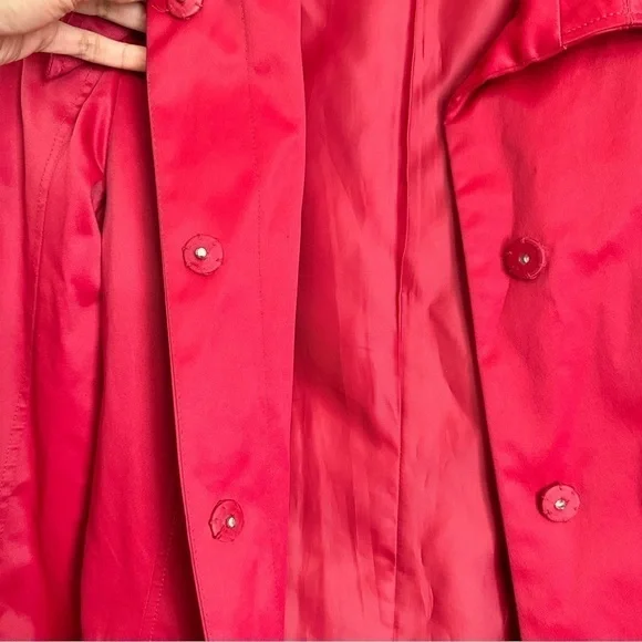 Kenneth Cole New York Women’s Red Mid Length Jacket Trench Coat Wide Collar sz S - Picture 4 of 15
